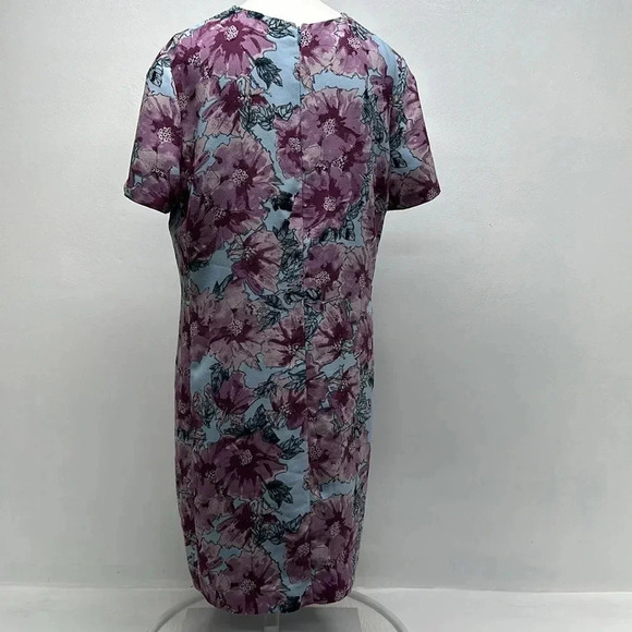 Babaton Patricio Dress Shift Mini Crepe Short Sleeve Floral Blue Purple Size 10 - Picture 4 of 10